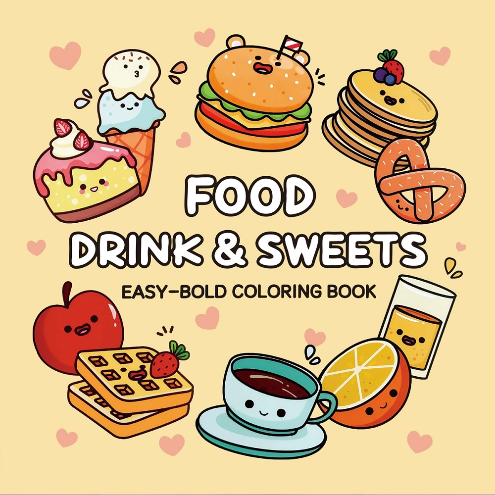 Food And Snacks Coloring Book Bold And Easy - Livre de coloriage pour adultes, boissons