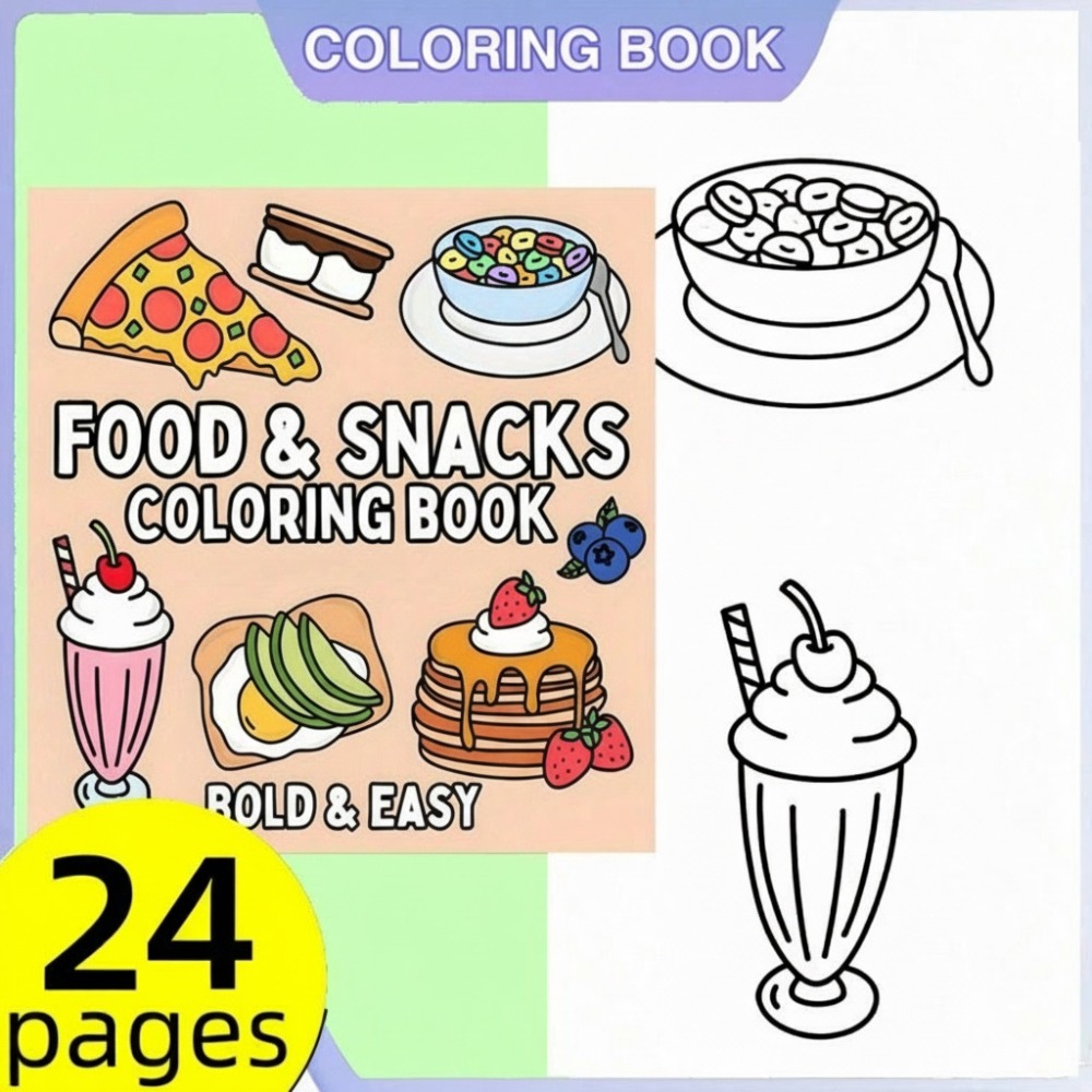Food And Snacks Coloring Book Bold And Easy - Livre de coloriage sur les aliments