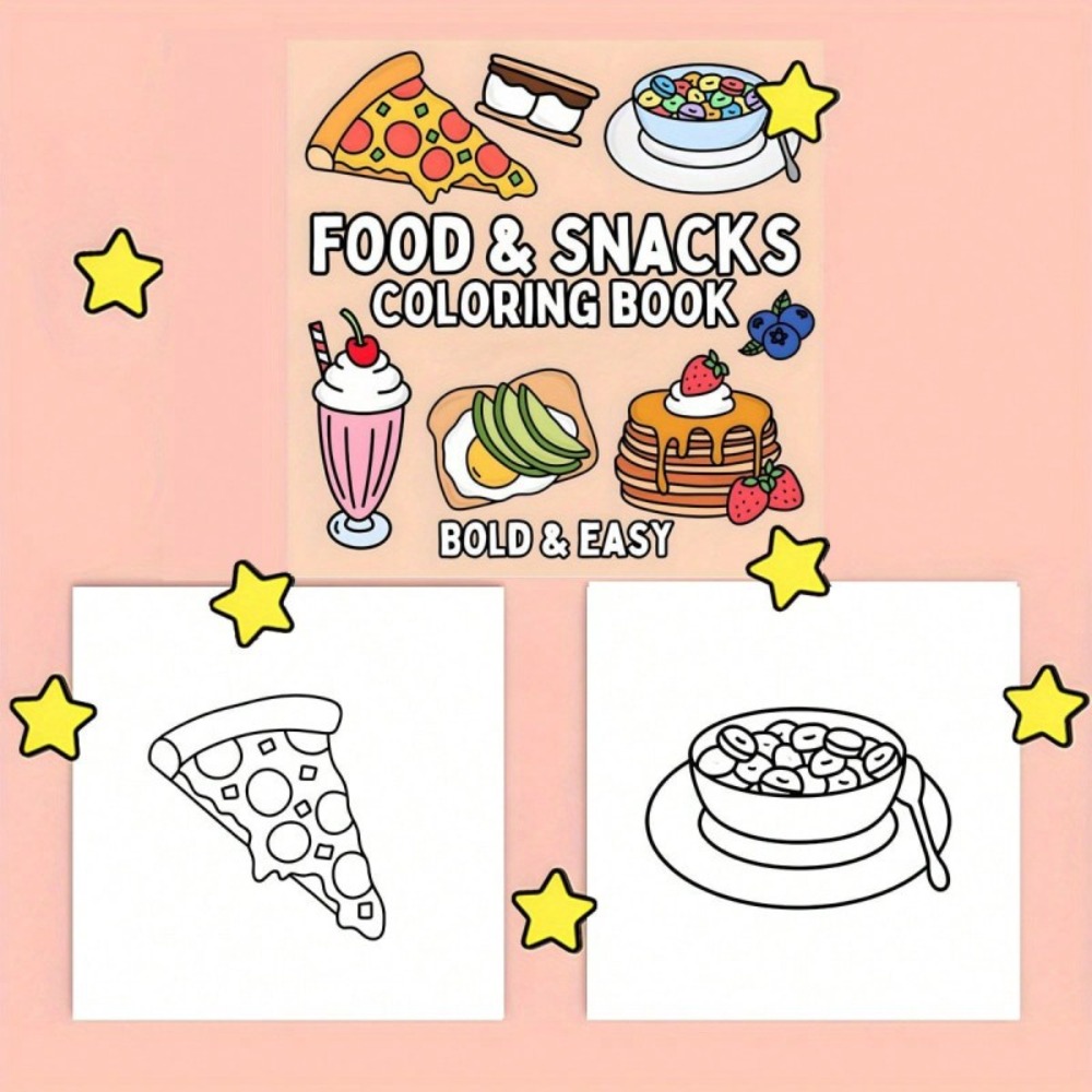 Livre de coloriage sur les ali - Food And Snacks Coloring Book Bold And Easy avis et prix