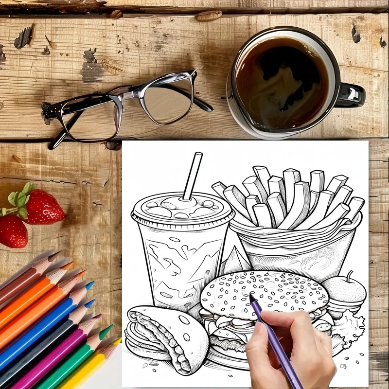 Livre de coloriage pour adulte - Food And Snacks Coloring Book Bold And Easy avis et prix